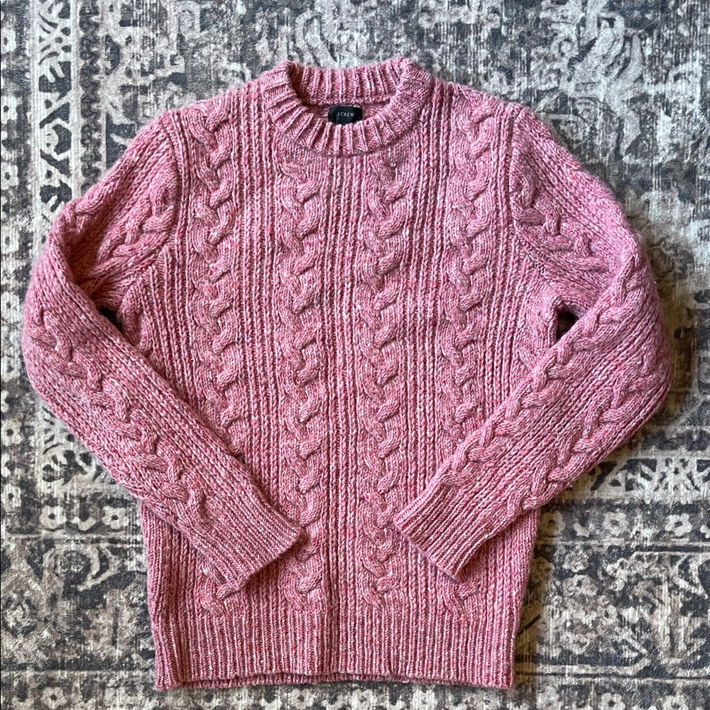 J. Crew 💯 Wool Cable Knit Crewneck Sweater